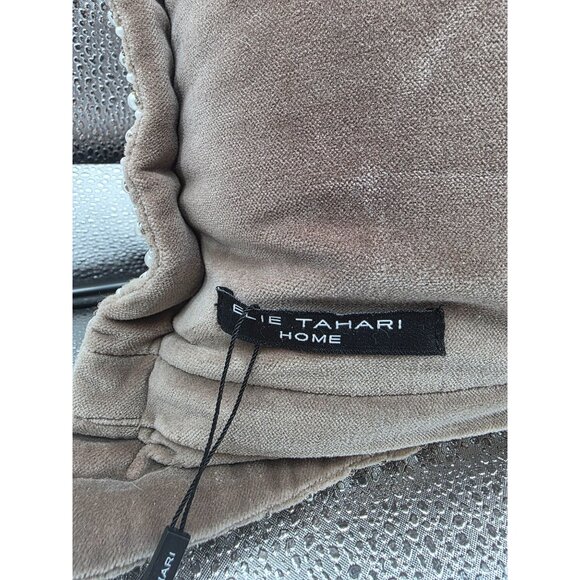 Elie Tahari Home Velvet Beaded Accent Pillow Brown 18"x10" - Picture 3 of 8